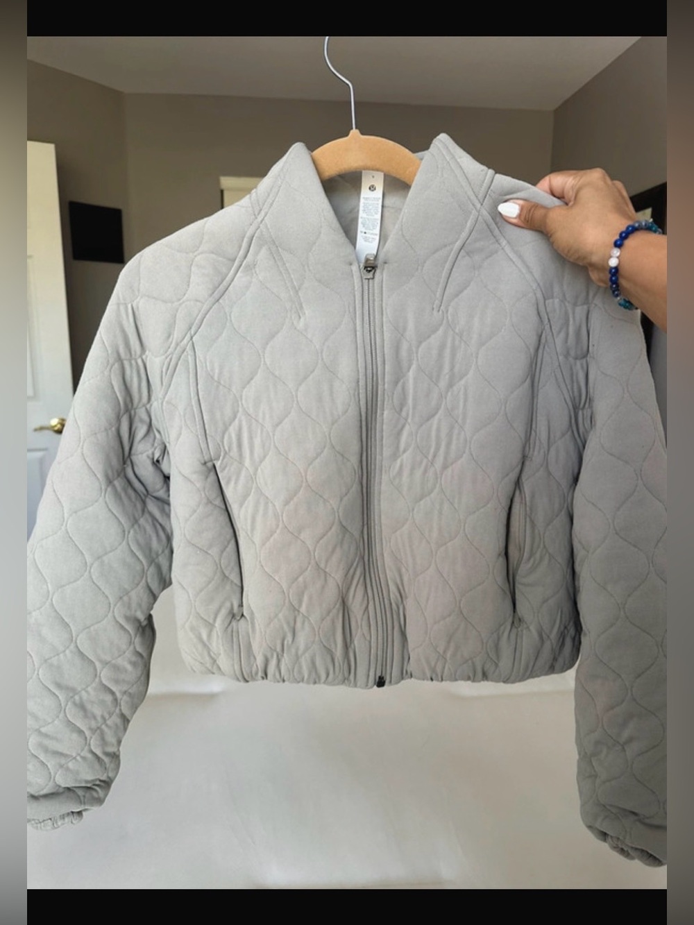 lululemon athletica Light Gray Quilted Zip Jacket